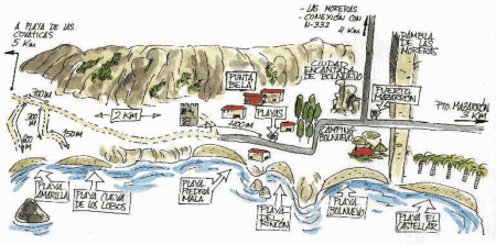 El Rincón nudist beach map